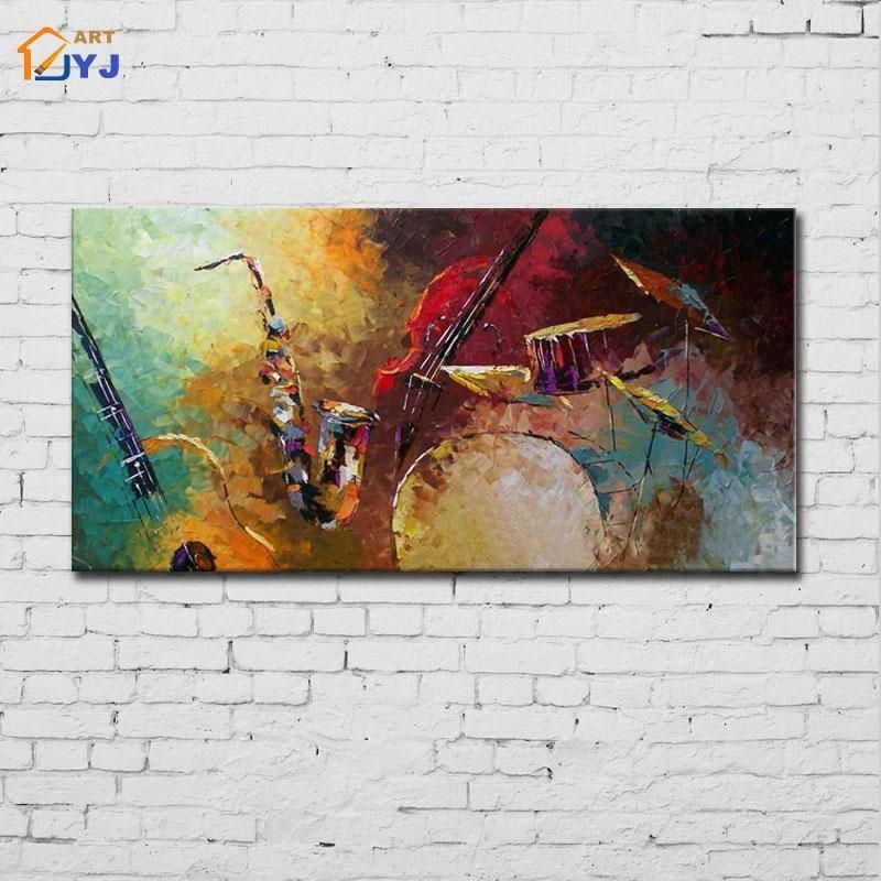 Online Shop Jazz Drum Kit Music Canvas Wall Art Hand Painted Intended For Abstract Jazz Band Wall Art (Photo 20 of 20)