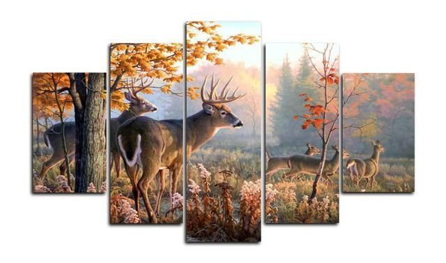 Original Oil Ink Canvas Print Milu Deer Painting On Canvas Wall Within Deer Canvas Wall Art (View 1 of 20)