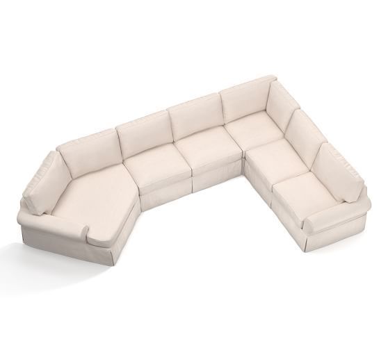 Pb Basic Slipcovered Grand 4 Piece Angled Chaise Sectional | Pottery With Angled Chaise Sofas (View 3 of 10)