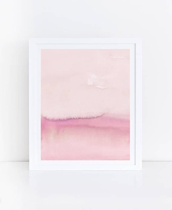 Pink Abstract Art Pink Watercolor Print Blush Print Modern In Pink Abstract Wall Art (Photo 10 of 20)