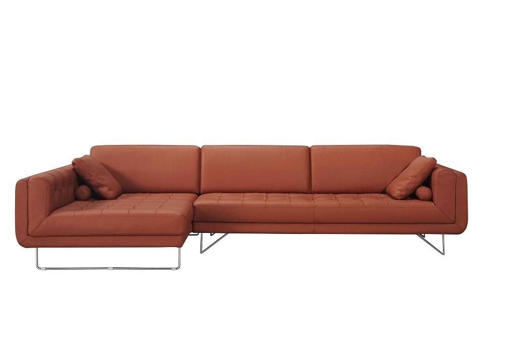 Pumpkin Italian Leather Sectional Sofa With Throw Pillows Tucson Inside Tucson Sectional Sofas (View 10 of 10)