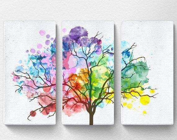 Rainbow Watercolor Tree Canvas Tree Canvas Art Nature Canvas Intended For Rainbow Canvas Wall Art (View 1 of 20)