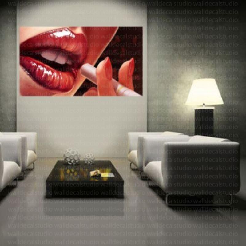 Red Lips And Cigarette Canvas Wall Art Print With Canvas Wall Art In Red (View 20 of 20)