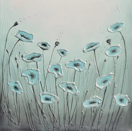 Rippingham Art – The Art Online Gallery – Duck Egg Blue Poppies With Duck Egg Blue Canvas Wall Art (View 10 of 20)