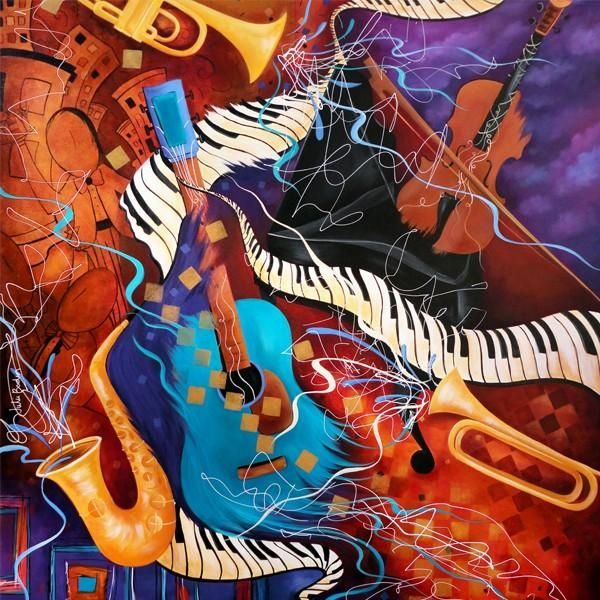 Sale Music Art Jazz Painting Juleez | Music Is Art | Pinterest Within Abstract Jazz Band Wall Art (View 17 of 20)