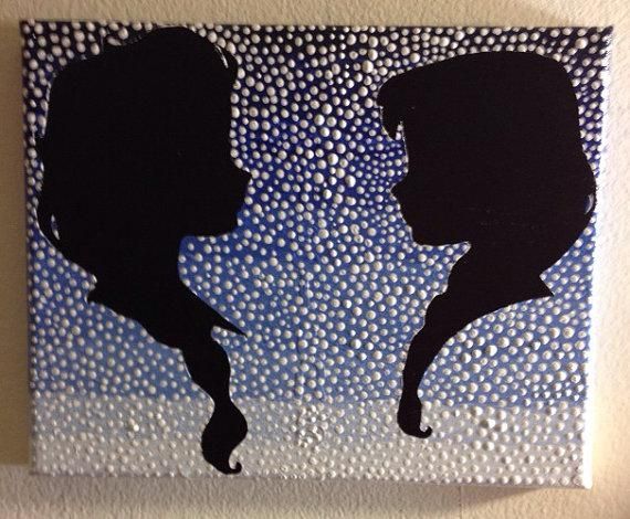 Sale!! Silhouette Polka Dot Ombre Of Disney's Elsa And Anna From For Elsa Canvas Wall Art (View 19 of 20)