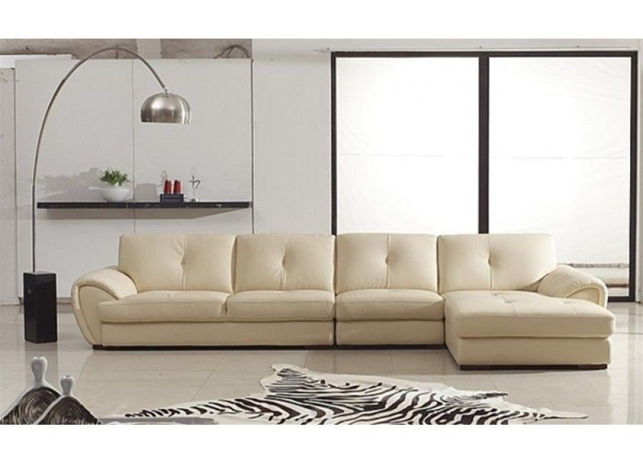 Selena – Cream Leather Sectional Sofa | Modern 3 Pieced Furniture With Michigan Sectional Sofas (View 9 of 10)