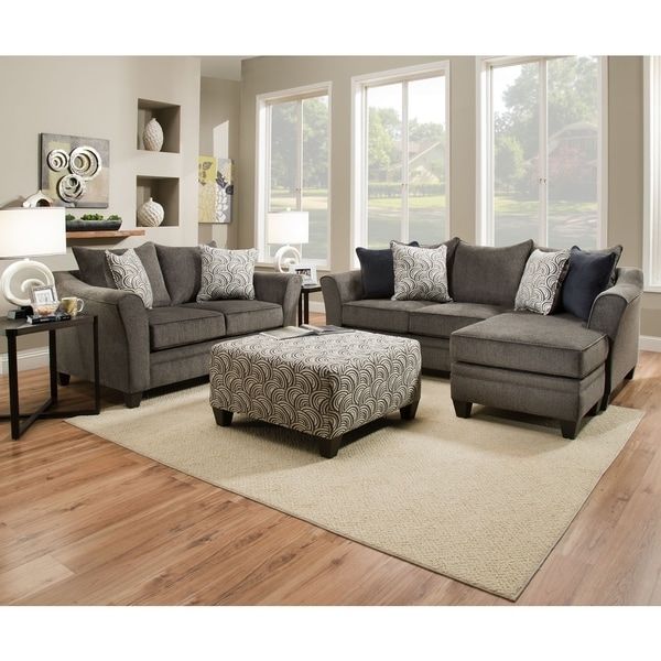 Simmons Upholstery Albany Pewter Sofa Chaise – Free Shipping Today In Simmons Chaise Sofas (View 2 of 10)