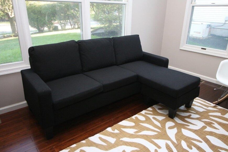 Sofa. Popular Sofas For Cheap: Modern Sofa Cheap Black Fabric L Intended For Cheap Black Sofas (Photo 9 of 10)