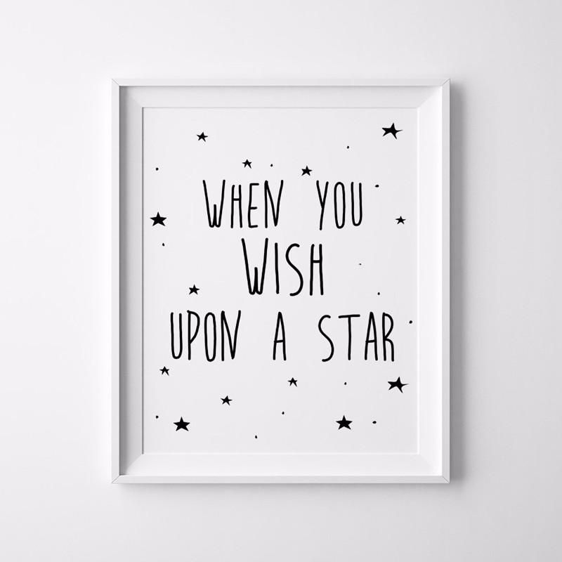 Stars Quotes Kids Poster, Nursery Print Art, Wall Picture Oil Pertaining To Custom Nursery Canvas Wall Art (Photo 13 of 20)
