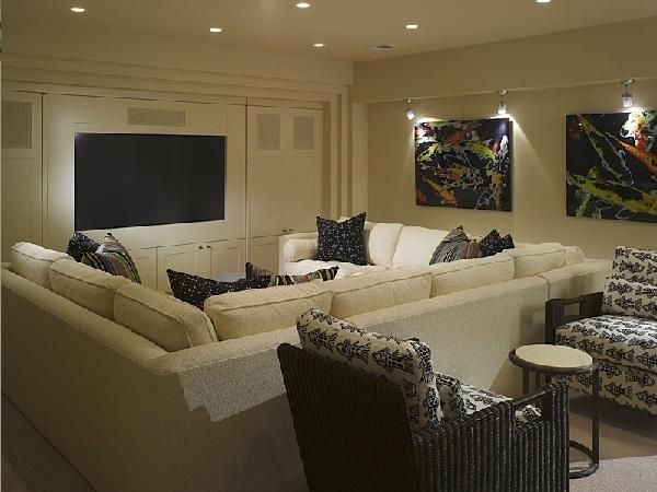 Suzie: Great Media Room In Basement Cream Sectional Sofa With Black With Media Room Sectional Sofas (View 6 of 10)