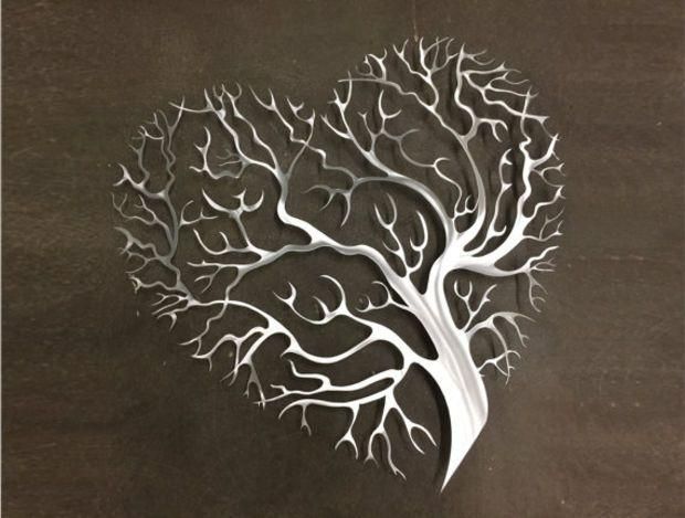 Tree Heart Metal Wall Art – Tree Metal Wall Art – Abstract Wall With Abstract Leaf Metal Wall Art (View 10 of 20)
