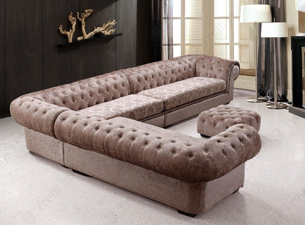 Tufted Sectional Sofa Chaise — Fabrizio Design : Tufted Sectional Pertaining To Tufted Sectional Sofas (View 2 of 10)