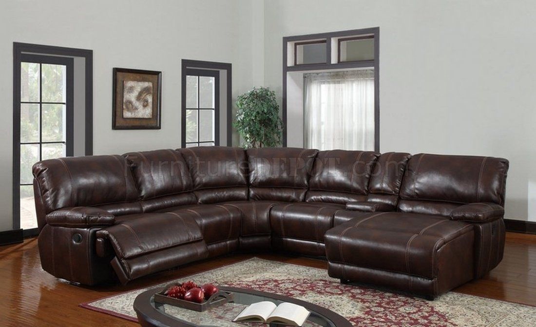 U1953 6Pc Reclining Sectional Sofa In Brown Bonded Leather Pertaining To Leather Recliner Sectional Sofas (View 1 of 10)