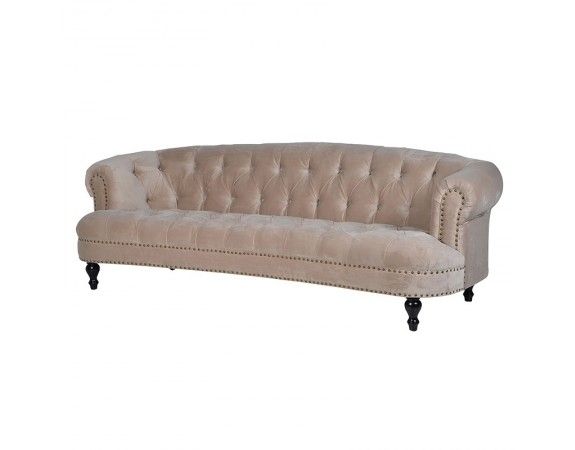 Velvet 3 Seater Buttoned Sofa | Pink Velvet Sofa | French Style Intended For French Style Sofas (View 2 of 10)