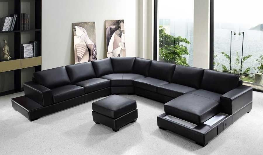 sleek leather sectional sofa