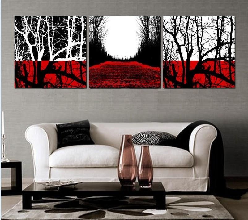 Vibrant Inspiration Red And Black Wall Art Popular 3 Piece Black With Abstract Canvas Wall Art Iii (View 17 of 20)