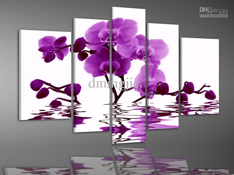 Wall Art Decor: Cheap Painting Elegant Wall Art Flower Purple With Purple Flowers Canvas Wall Art (View 8 of 20)