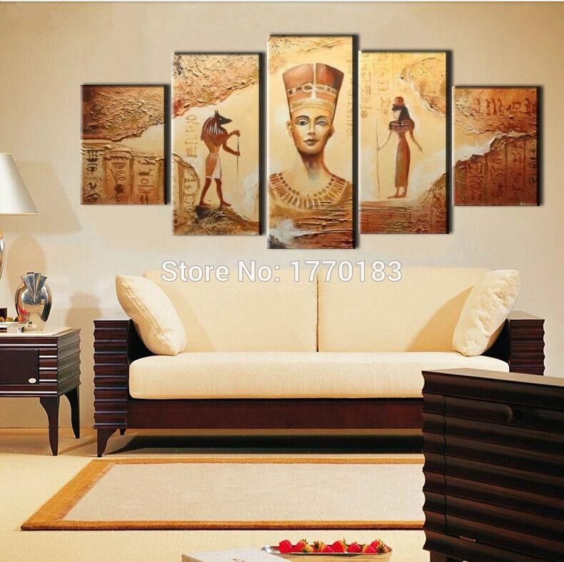 Wall Art Designs: Large Framed Wall Art 4 Styles 5Pcs Abstract Pertaining To Egyptian Canvas Wall Art (View 11 of 20)