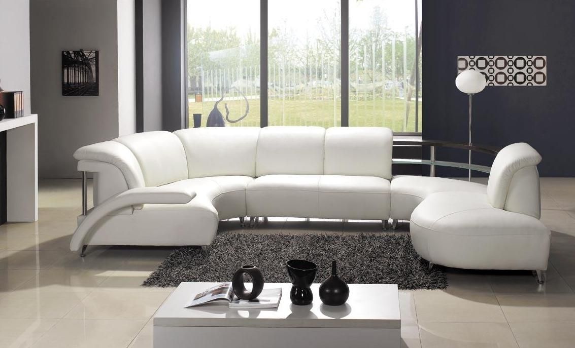 White Leather Sectional Sofa With Stainless Steel Frame Queens, Ny Pertaining To Queens Ny Sectional Sofas (View 1 of 10)