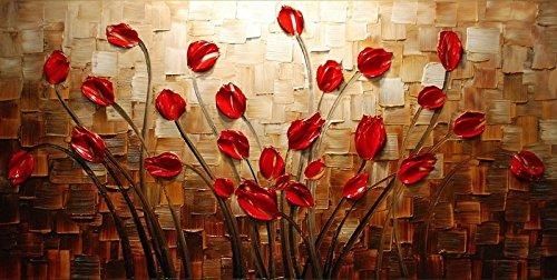 Wieco Art – Budding Flowers 100% Hand Painted Modern Canvas Wall With Canvas Wall Art Of Flowers (View 10 of 20)
