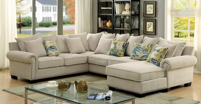 Wonderful 3 Pc Skyler Collection In Sectional Sofa With Nailhead Throughout Sectional Sofas With Nailhead Trim (View 2 of 10)