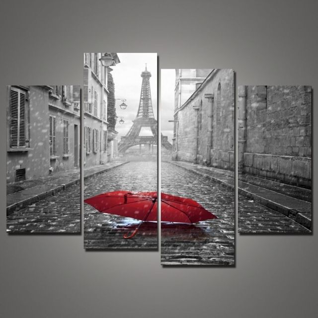 4 Piece Paris Black And White Modern Home Wall Decor Canvas Picture In Paris Wall Art (Photo 5 of 10)