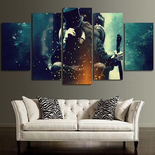 5 Panel Doctor Who Abe Lincoln Vampire Hunter Wall Art Canvas In Pertaining To Doctor Who Wall Art (Photo 1 of 10)