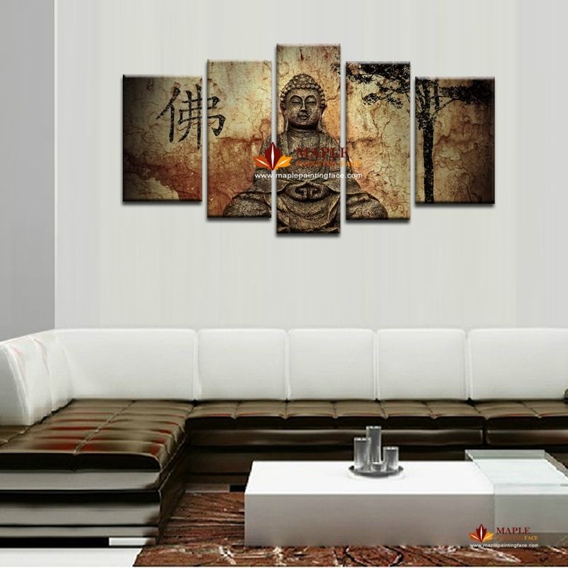 5 Piece Large Canvas Wall Art Buddha Painting On Canvas Abstract With Regard To Cheap Large Canvas Wall Art (View 9 of 10)