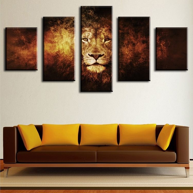5 Piece Lion Modern Home Wall Decor Canvas Picture Art Hd Print Wall In Canvas Wall Art Sets (View 4 of 10)