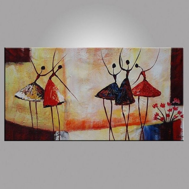Abstract Ballet Dancer Oil Painting On Canvas Figurative Wall Art In Wall Art Paintings (Photo 2 of 10)