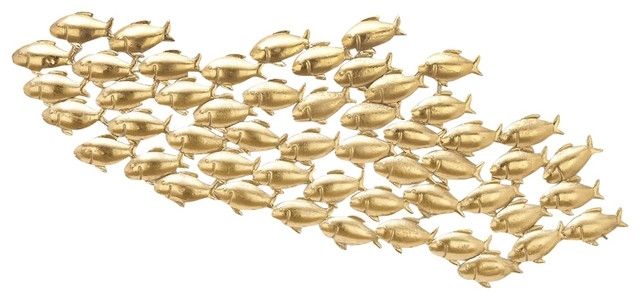 Adorable Metal Fish Wall Decor, Gold – Beach Style – Metal Wall Art In Gold Metal Wall Art (View 1 of 10)