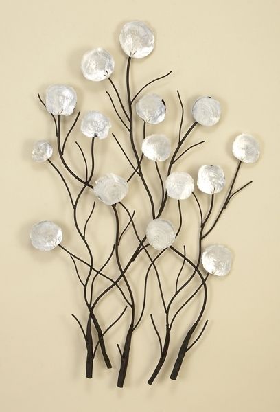 Amazing Modern Capiz Shell Flowers Floral Metal Wall Art Regarding Throughout Metal Flowers Wall Art (Photo 6 of 10)