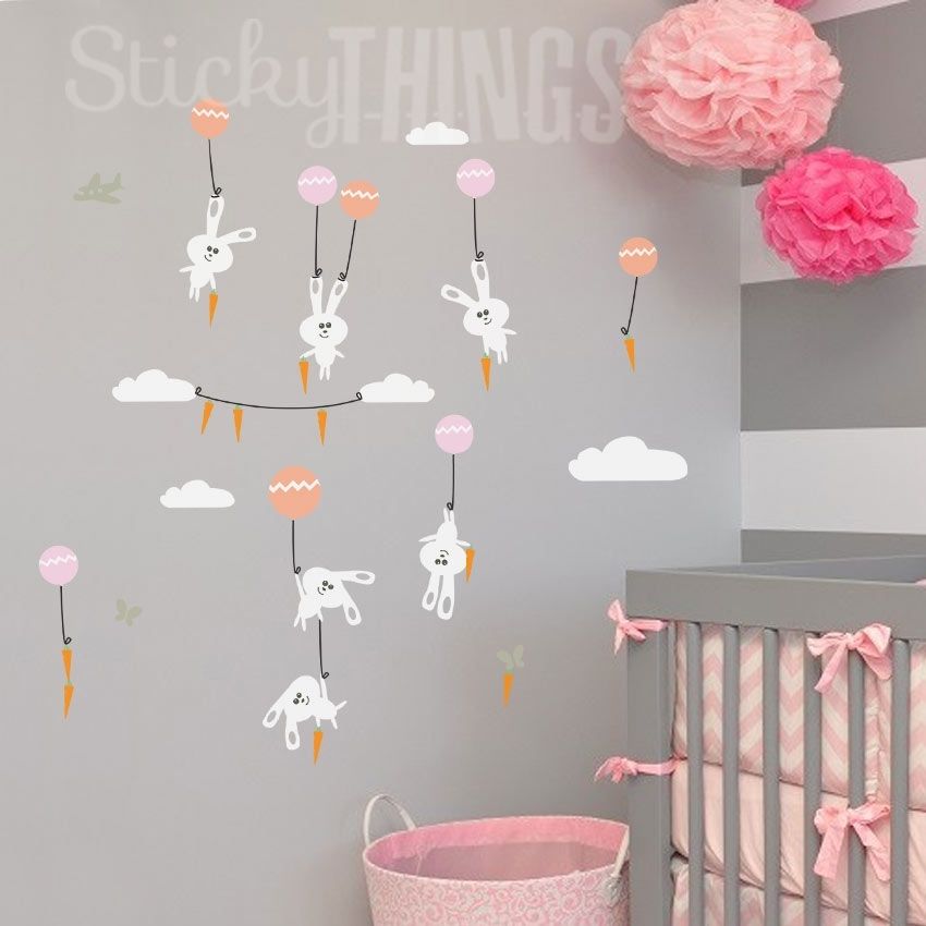 Bunnies Wall Art Sticker With Carrots – Stickythings.co.za Inside Bunny Wall Art (Photo 4 of 10)