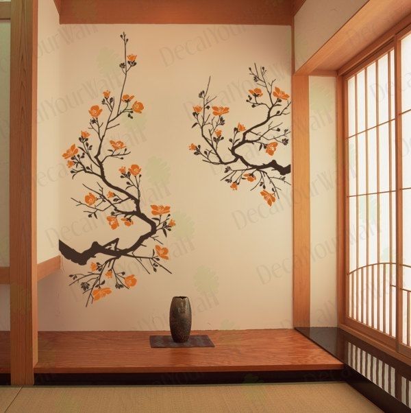Cherry Blossom Wall Decal Large Tree Branch Japanese Wall Art With Regard To Japanese Wall Art (View 3 of 10)