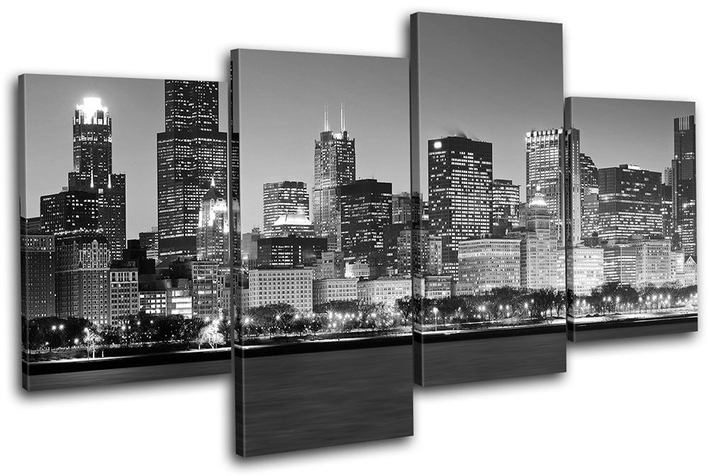 Chicago Cityscape City Multi Canvas Wall Art Picture Print Va | Ebay Within Chicago Wall Art (Photo 1 of 10)