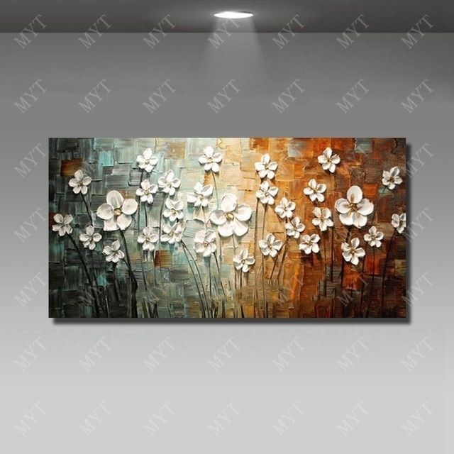 Chinese Wall Art Modern Living Room Wall Decor Flower Painting Large Inside Large Canvas Painting Wall Art (View 4 of 10)