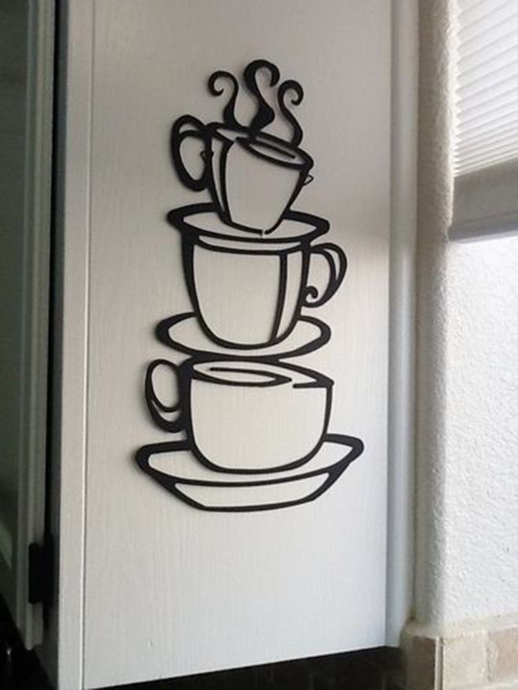 Coffee House Black Cup Design Java Silhouette Wall Art Metal Mug Regarding Coffee Wall Art (View 8 of 10)