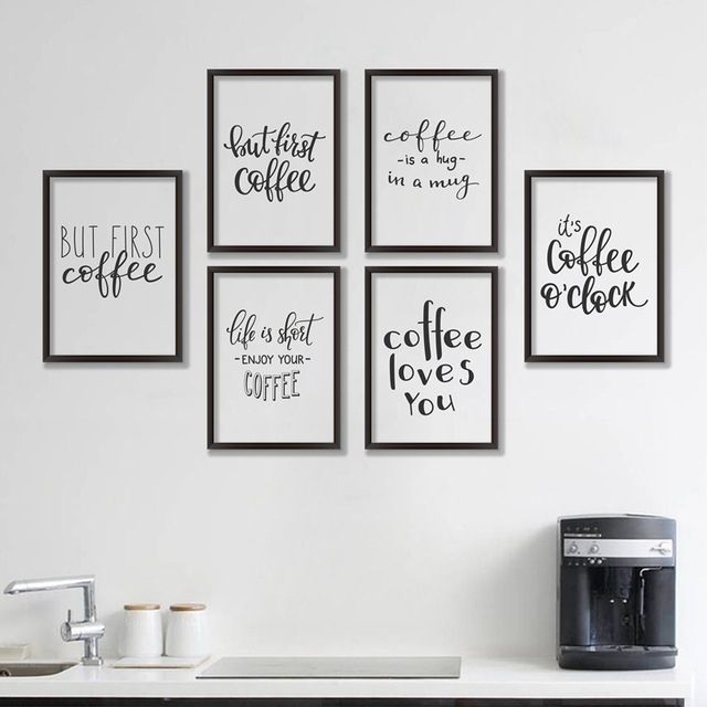 Coffee Quote Canvas Art Print Poster, Simple Style Wall Pictures For In Coffee Wall Art (View 1 of 10)