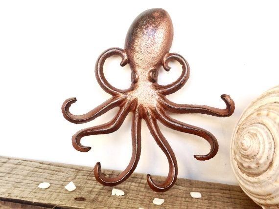 Copper Octopus Hook – Beach Decor – Copper Wall Art – Key Holder Within Copper Wall Art (View 9 of 10)