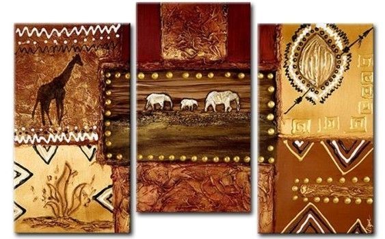 Embroidered African Landscape Canvas Wall Art – Cheap African Canvas Art In African Wall Art (View 2 of 10)