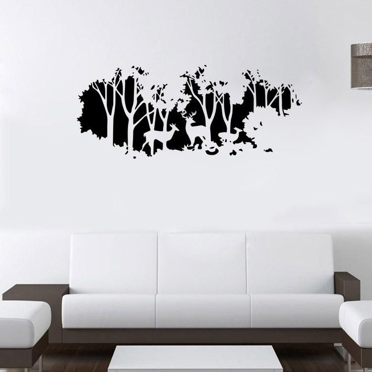Extra Large Deer In The Forest Wall Art Mural Decor Living Room Intended For Wall Art Decors (View 2 of 10)