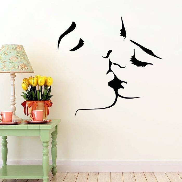 Face Kiss Couple Wedding Wall Art Sticker Decal Home Decoration Intended For Home Decor Wall Art (Photo 8 of 10)