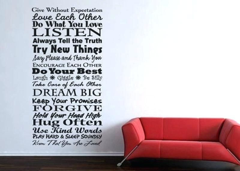 Family Word Wall Art Rules Vinyl Quote Decalmetal For Walls Home Intended For Word Wall Art (View 6 of 10)