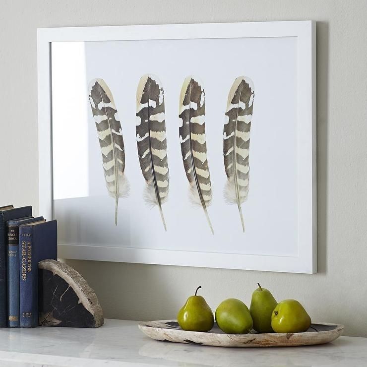 Four Feathers Wall Art In Natural Regarding Feather Wall Art (Photo 5 of 10)