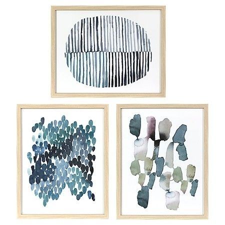Framed Watercolor Blue Abstracts 16 X 20 3 Pack – Threshold For Target Wall Art (Photo 1 of 10)