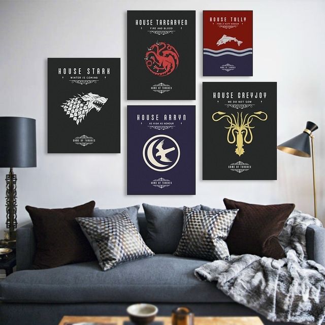 Game Of Thrones Movie Tv Poster Vintage Wall Art Canvas Prints Inside Vintage Wall Art (View 6 of 10)