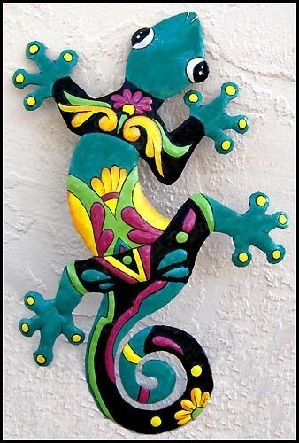 Gecko Metal Art Wall Hanging – Outdoor Wall Art – 24" Painted Metal Intended For Gecko Canvas Wall Art (Photo 8 of 10)