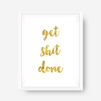 Gold Foil Print Inspirational Print Wall From Thesunshinestatus Throughout Gold Foil Wall Art (View 8 of 10)