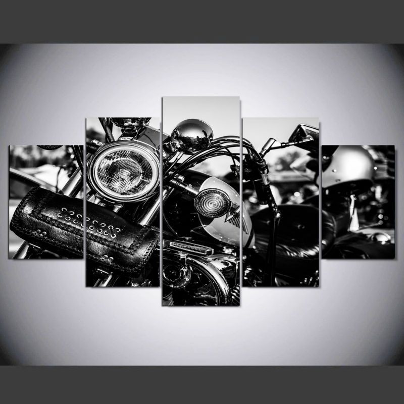 Harley Davidson Motorcycle 5 Piece Canvas Wall Art Printed Poster Inside Harley Davidson Wall Art (Photo 4 of 10)